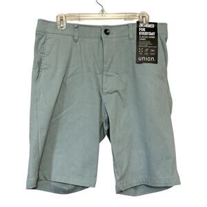 Union Men's Blue/Green Chino Twill Shorts Comfort Flex 32 NWT
